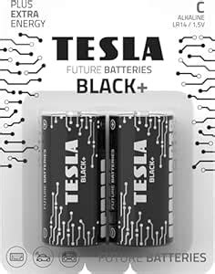 Tesla Batteries C Black+ (LR14 / Blister FOIL 2 PCS) Maximum Power ...