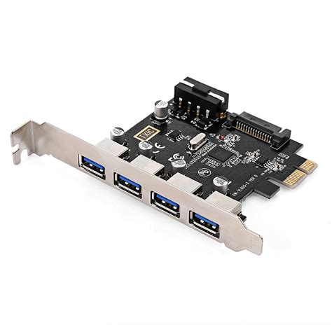 JSER 4 Ports PCI-E to USB 3.0 HUB PCI Express Expansion Card Adapter ...