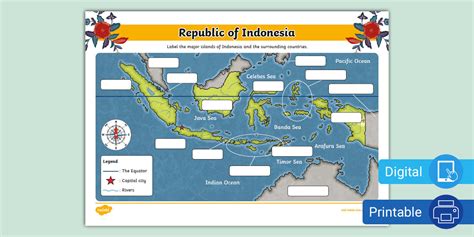 Indonesia Map Labelling Activity (teacher made) - Twinkl