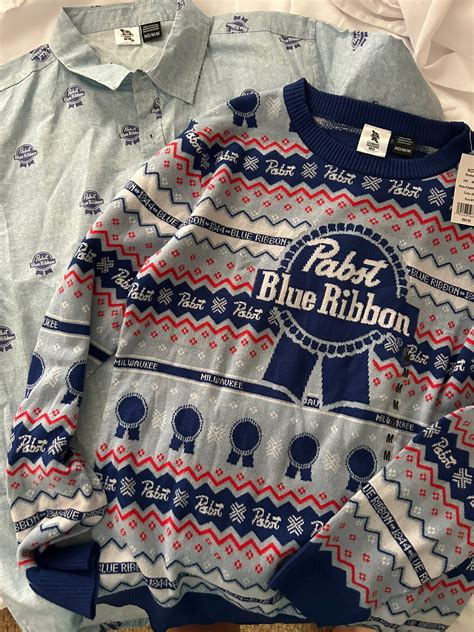 Pabst Blue Ribbon Men's Christmas Sweater M Pullover Knit Fair Isle ...