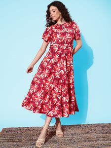 Varanga Women A-line Red Below Knee Dress - Buy Varanga Women A-line ...