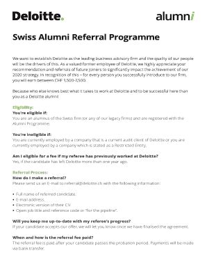 Fillable Online Swiss Alumni Referral Programme Fax Email Print - pdfFiller