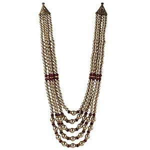 Silver Shine Exclusive two triangle with Golden Moti and Maroon stone ...