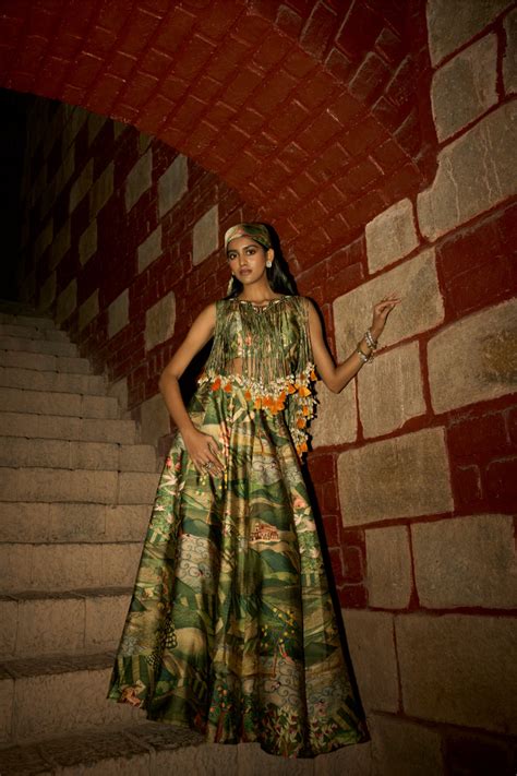 Tales of the Tropics – Jungle Print Skirt Set with Handcrafted Dori ...