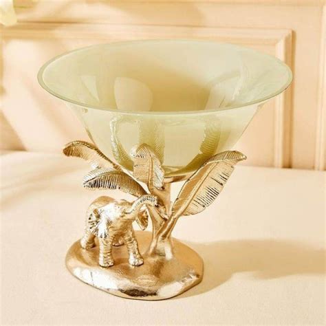 Brass Elephant Glass Bowl – Decorative Serving & Home Décor Piece ...