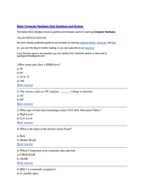 Computer Hardware Questions 的图像结果