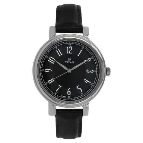 Buy Online Titan Quartz Analog Black Dial Leather Strap Watch for Women ...
