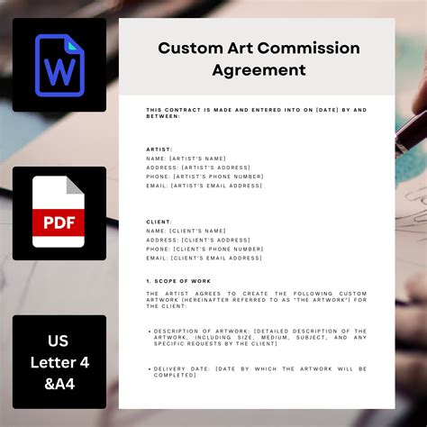 Custom Art Commission Contract Template - Professional and Easy to Use ...