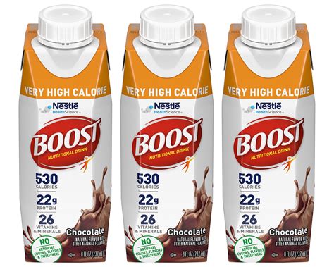 BOOST Very High Calorie Nutritional Drink, Chocolate, High Protein, 8 ...