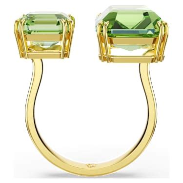 Millenia open ring, Octagon cut, Green, Gold-tone plated | Swarovski