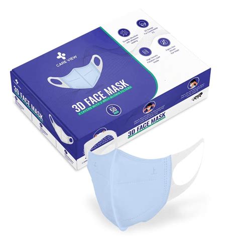Care View 3 Dimensional Disposable Face Mask with 4 Layered, Incredibly ...