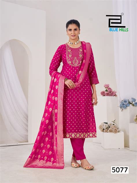 Blue Hills Aisha Festive Wear Embroidery Kurti Pant And Dupatta Collection