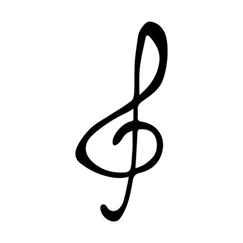 Treble clef doodle. Hand drawn musical symbol. Single element for print ...
