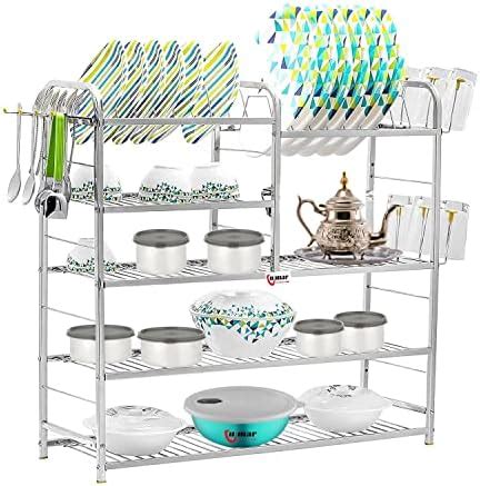 WINSTAR Stainless Steel 5 Layer Wall Mount Kitchen Dish Rack | Utensils ...
