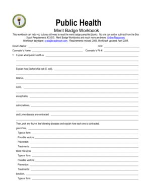 2008 Form Public Health Merit Badge Workbook Fill Online, Printable ...