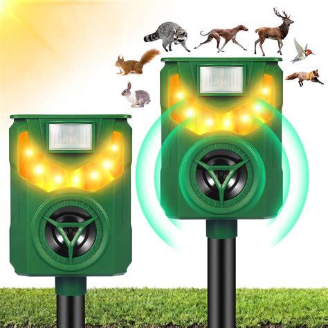 Amazon.com: 2 Pack Upgraded Ultrasonic Animal Repeller Outdoor Solar ...