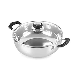 SHREESAMP Round Cookig Pot 5 Litre Triply Stainless Steel Kadhai with ...