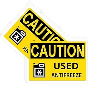 Caution Used Antifreeze Sign Stickers Labels,5×7 Inch Hazard Waste ...