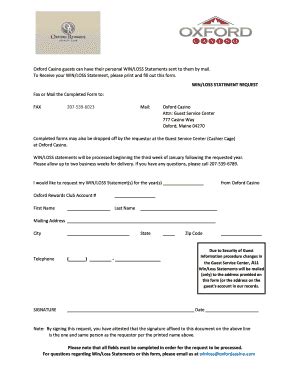 Oxford Casino Win Loss Statements Form - Fill and Sign Printable ...