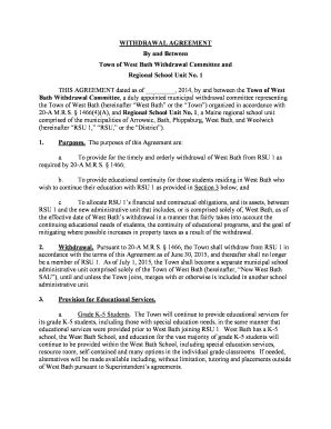 Fillable Online WITHDRAWAL AGREEMENT By and Between Town ...
