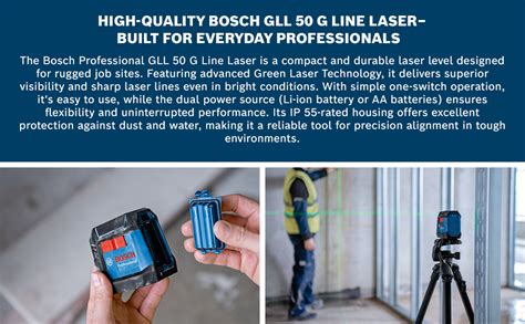 Bosch Professional GLL 50 G Line Laser - Green Laser Technology, 15m ...