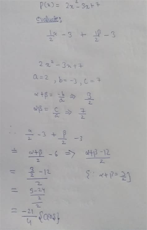 if alpha nd beta be 2 zeroes of the quadratic polynomial p (x)=2x^2-3x ...