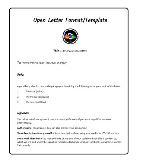 Image result for Open Letter Writing Guide