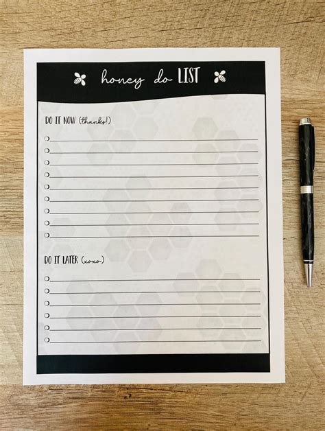 Printable Honey Do List, Honey Do List Template, Honey Bee to Do List ...