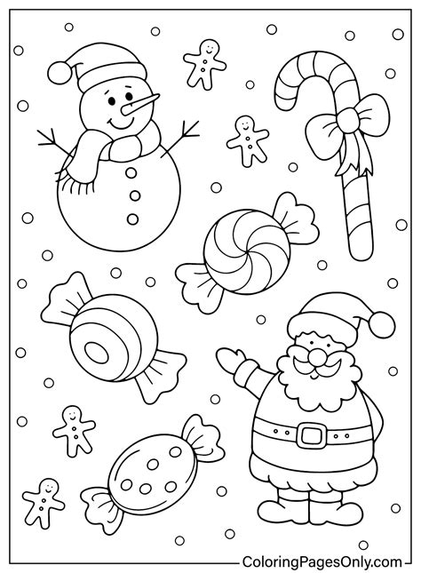 Santa Candy Cane Coloring Page
