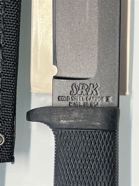 RARE COLD STEEL SRK CARBON V FIXED BLADE KNIFE, W/ BLACK NYLON SHEATH ...