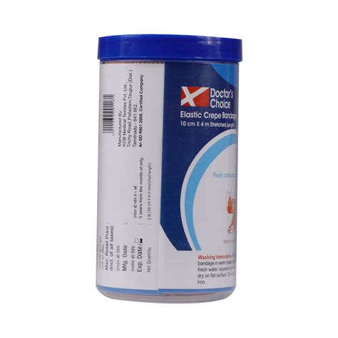 Doctor's Choice Elastic Crepe Bandage 10 cm x 4 m, 1 Count Price, Uses ...