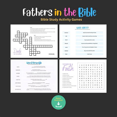 Dads in the Bible Fathers Day Printable Games Crossword Puzzle Word ...