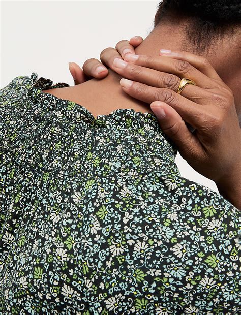 Buy Cotton Blend Printed Blouse at Marks & Spencer