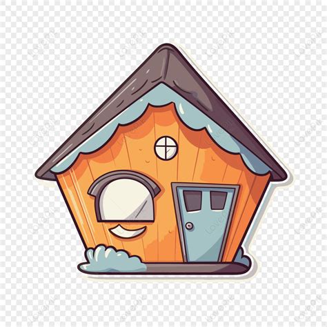 Funny Cartoon Wooden House Sticker Isolated On White Clipart Vector ...