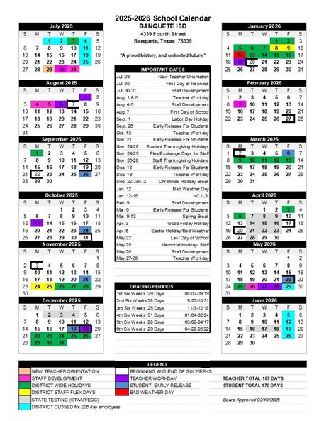 BANQUETE ISD BISD School Calendar 25-26 Revised pdf - EduCounty