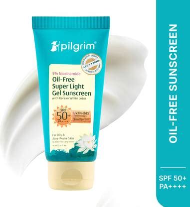 Pilgrim Sunscreen - SPF 50+ PA++++ Niacinamide Oil-Free Super Light Gel ...