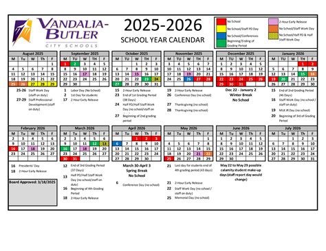 Vandalia-Butler Schools Calendar 25-26 Revised [pdf] - EduCounty