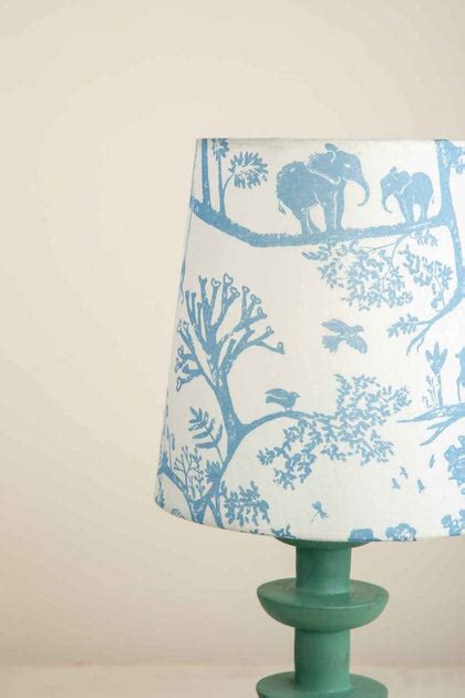 Buy Creatures Of Canopy Screen Printed Blue Fabric Tiny Taper Lampshade ...
