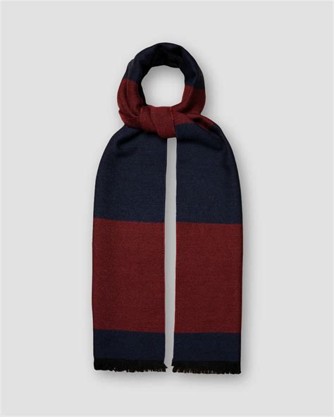 네이비 블록 스트라이프 아이비 리그 울 스카프 - Eton
