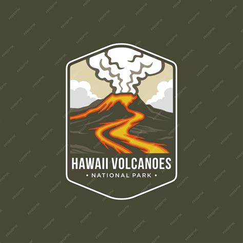 Hawaii volcanoes national park emblem patch logo illustration | Premium ...