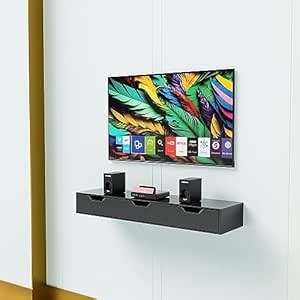 WooDinzo Extra Storage Tv Unit Wood Wall Shelf with 3 Drawer for Living ...