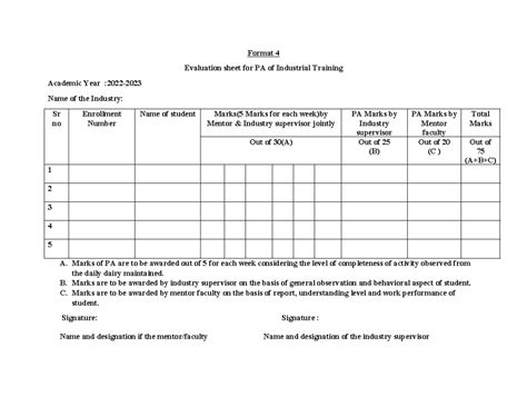 Format 4 (1) - As - Format 4 Evaluation sheet for PA of Industrial ...