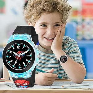 Prozoshop Spider Man 7 Color Glowing Disco Light Watch for Boys Girls ...