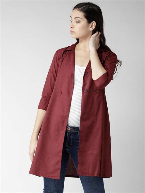 Style Quotient Women Maroon Solid Longline Tailored Jacket – StyleQuotient