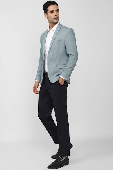 Buy Men Blue Solid Slim Fit Formal Blazer Online - 891476 | Peter England