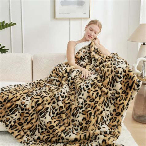 Amazon.com: Cozy Bliss Luxury Faux Fur Throw Blanket Leopard Print, Non ...