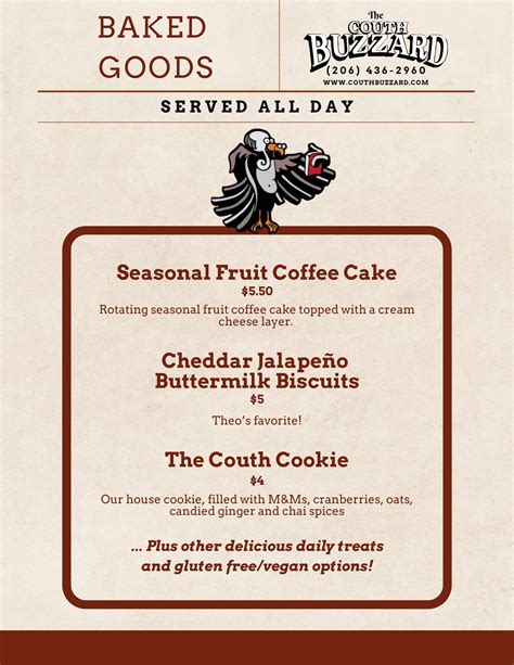 Cafe Menu — The Couth Buzzard