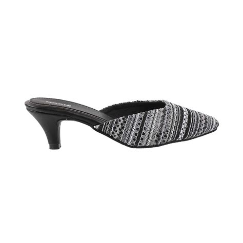 Buy Mochi Womens Black Mules Mochi Black Multi Synthetic Embellished ...