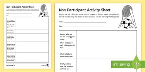Non-Participant Worksheet / Worksheet