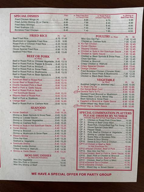 Menu at Lee Sun Chinese Restaurant, West Sand Lake